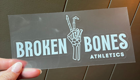 MEDIUM 6" Broken Bones Weatherproof Trailer/Window Vinyl Decal - White