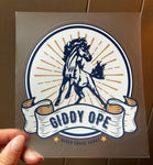 MEDIUM 6" Giddy Ope Horse Weatherproof Trailer/Window Vinyl Decal