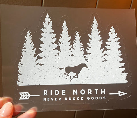 MEDIUM 6" Ride North Weatherproof Trailer/Window Vinyl Decal - White