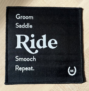 Large Iron-On Woven "RIDE" Cloth Patch