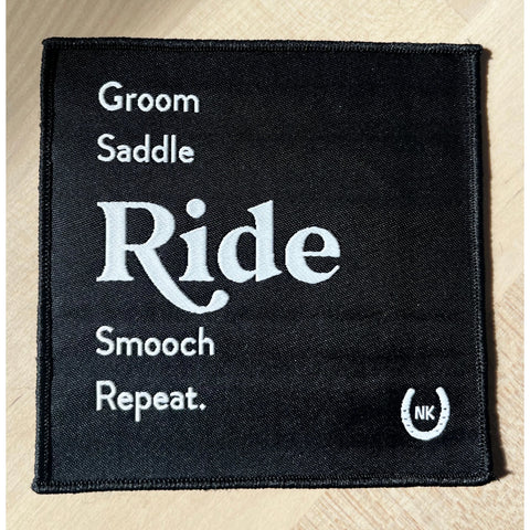 Large Iron-On Woven "RIDE" Cloth Patch