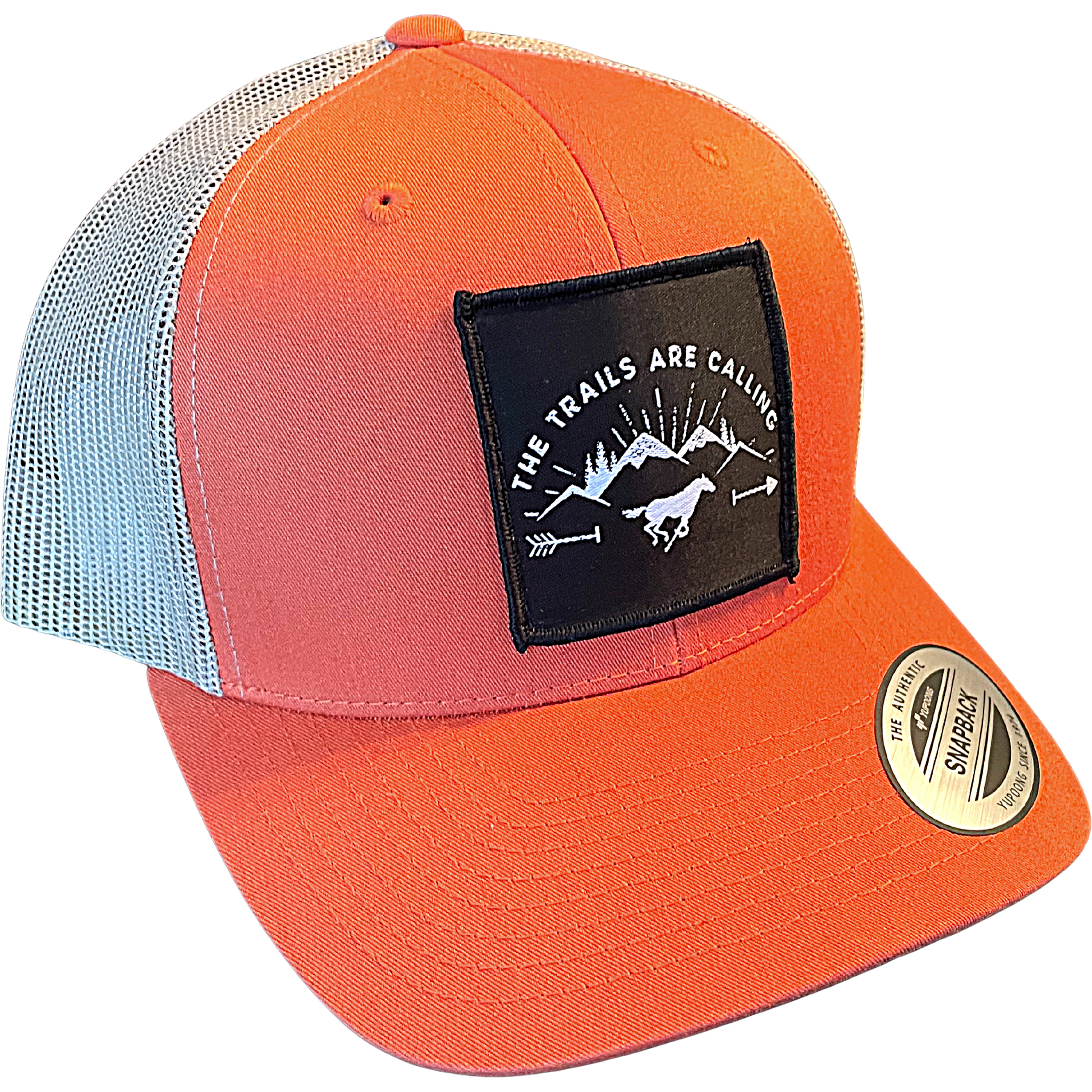 Fish Brand Logo Night Out Woven Patch Snapback Trucker Hat Dark Gray/Orange