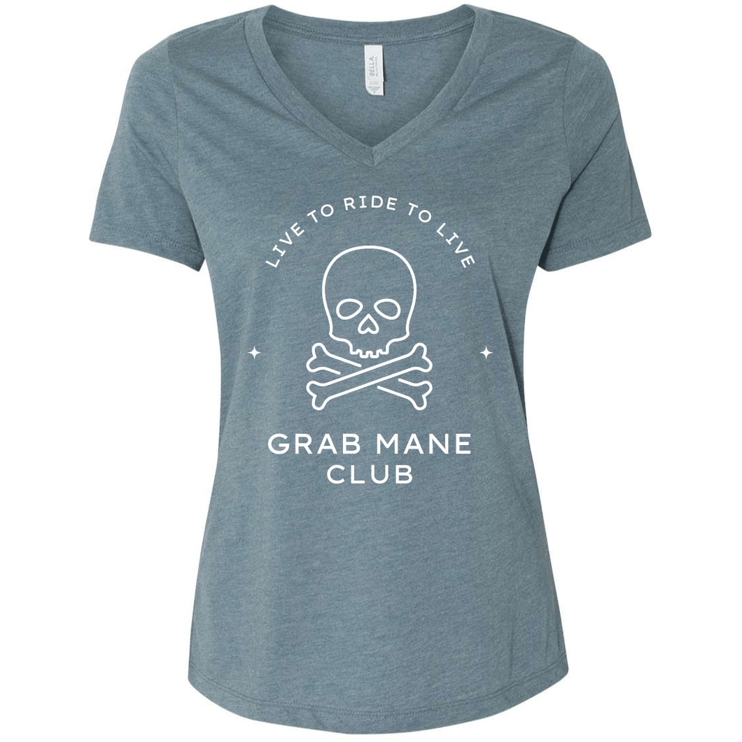 Grab Mane T-Shirt - V Neck - Steel Blue